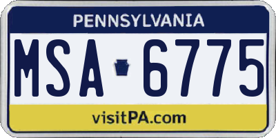 PA license plate MSA6775