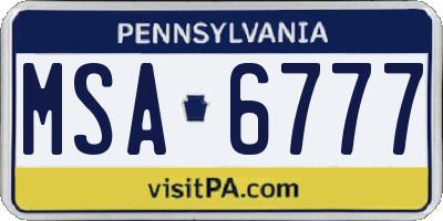 PA license plate MSA6777