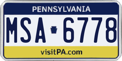 PA license plate MSA6778