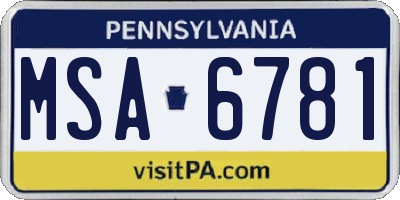 PA license plate MSA6781