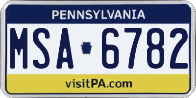 PA license plate MSA6782
