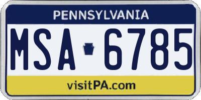 PA license plate MSA6785