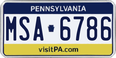 PA license plate MSA6786