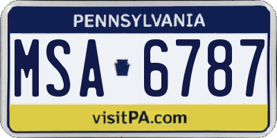 PA license plate MSA6787