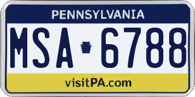 PA license plate MSA6788