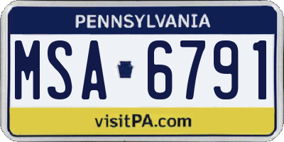 PA license plate MSA6791