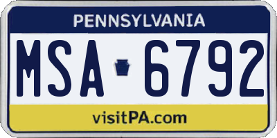 PA license plate MSA6792