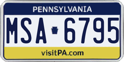 PA license plate MSA6795