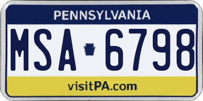 PA license plate MSA6798
