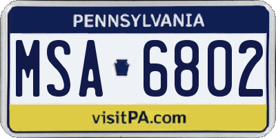 PA license plate MSA6802