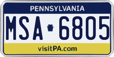 PA license plate MSA6805