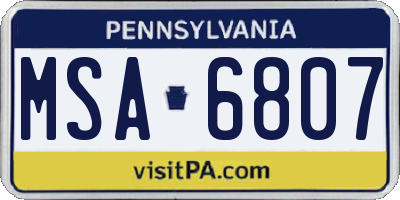 PA license plate MSA6807