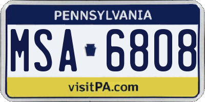 PA license plate MSA6808