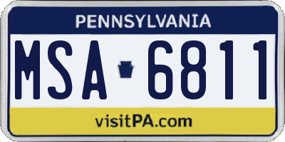 PA license plate MSA6811