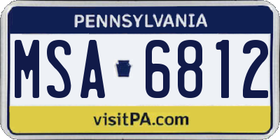 PA license plate MSA6812
