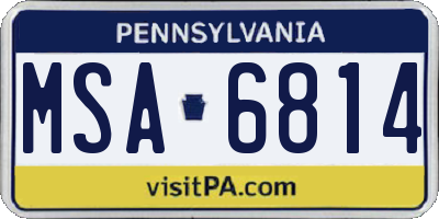 PA license plate MSA6814