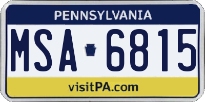 PA license plate MSA6815