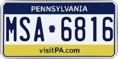 PA license plate MSA6816