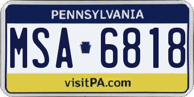 PA license plate MSA6818
