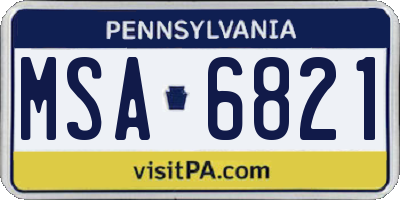 PA license plate MSA6821