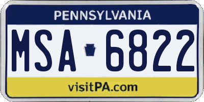 PA license plate MSA6822