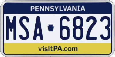PA license plate MSA6823