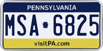 PA license plate MSA6825