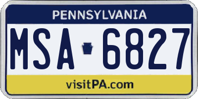 PA license plate MSA6827