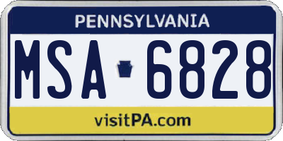 PA license plate MSA6828
