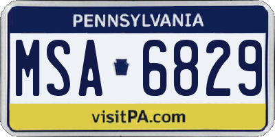 PA license plate MSA6829