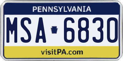 PA license plate MSA6830