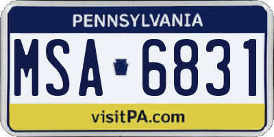 PA license plate MSA6831