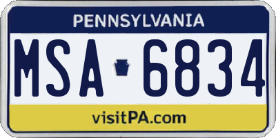 PA license plate MSA6834
