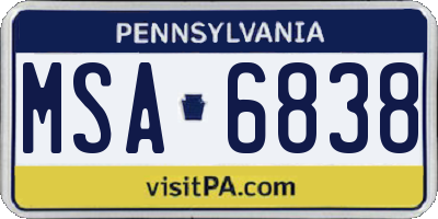 PA license plate MSA6838