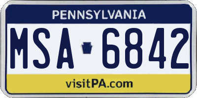 PA license plate MSA6842