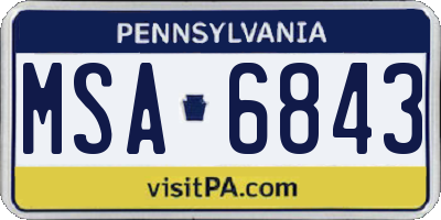 PA license plate MSA6843