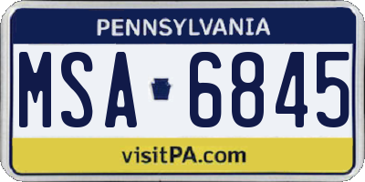 PA license plate MSA6845