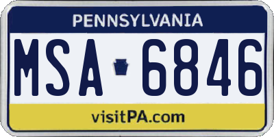 PA license plate MSA6846