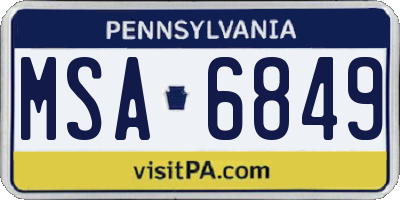 PA license plate MSA6849