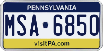 PA license plate MSA6850