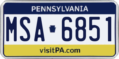 PA license plate MSA6851