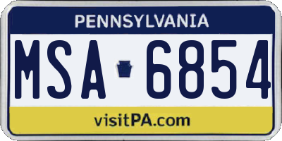 PA license plate MSA6854