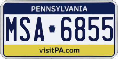 PA license plate MSA6855