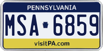 PA license plate MSA6859
