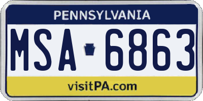 PA license plate MSA6863