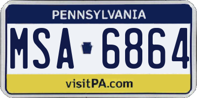 PA license plate MSA6864