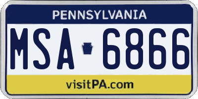 PA license plate MSA6866