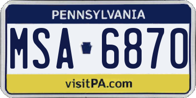 PA license plate MSA6870