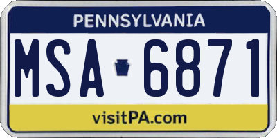 PA license plate MSA6871