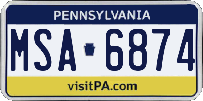 PA license plate MSA6874